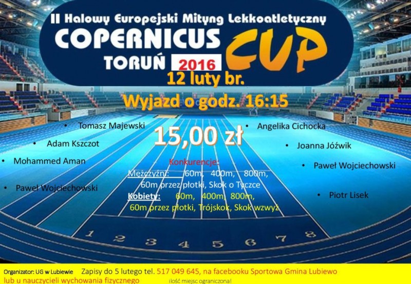 II HALOWY EUROPEJSKI MITYNG LEKKOATLETYCZNY COPERNICUS CUP TORUŃ 2016
