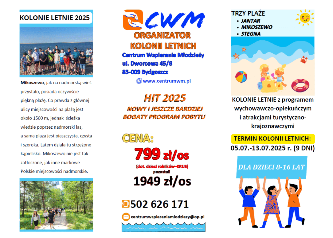 Dofinansowanie na kolonie letnie dla dzieci rolników w nadmorskim Mikoszewie
